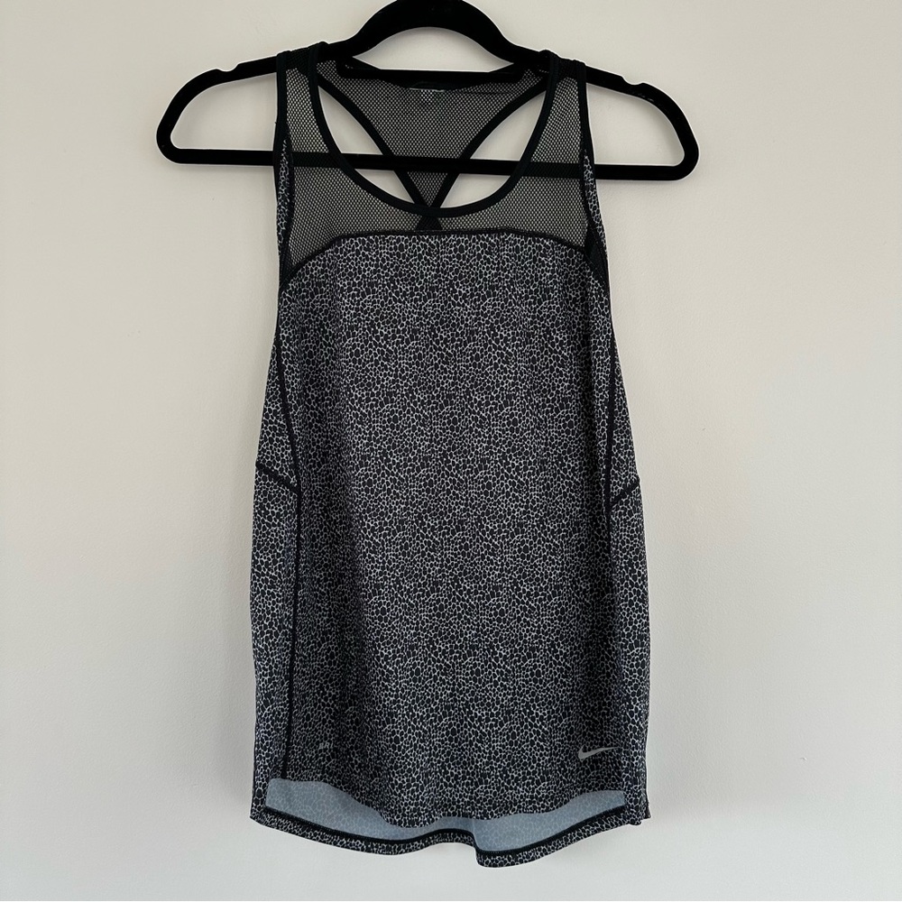 Nike Dri-Fit Mesh Top Pinched Racerback Cheetah Tank Size Medium/Large